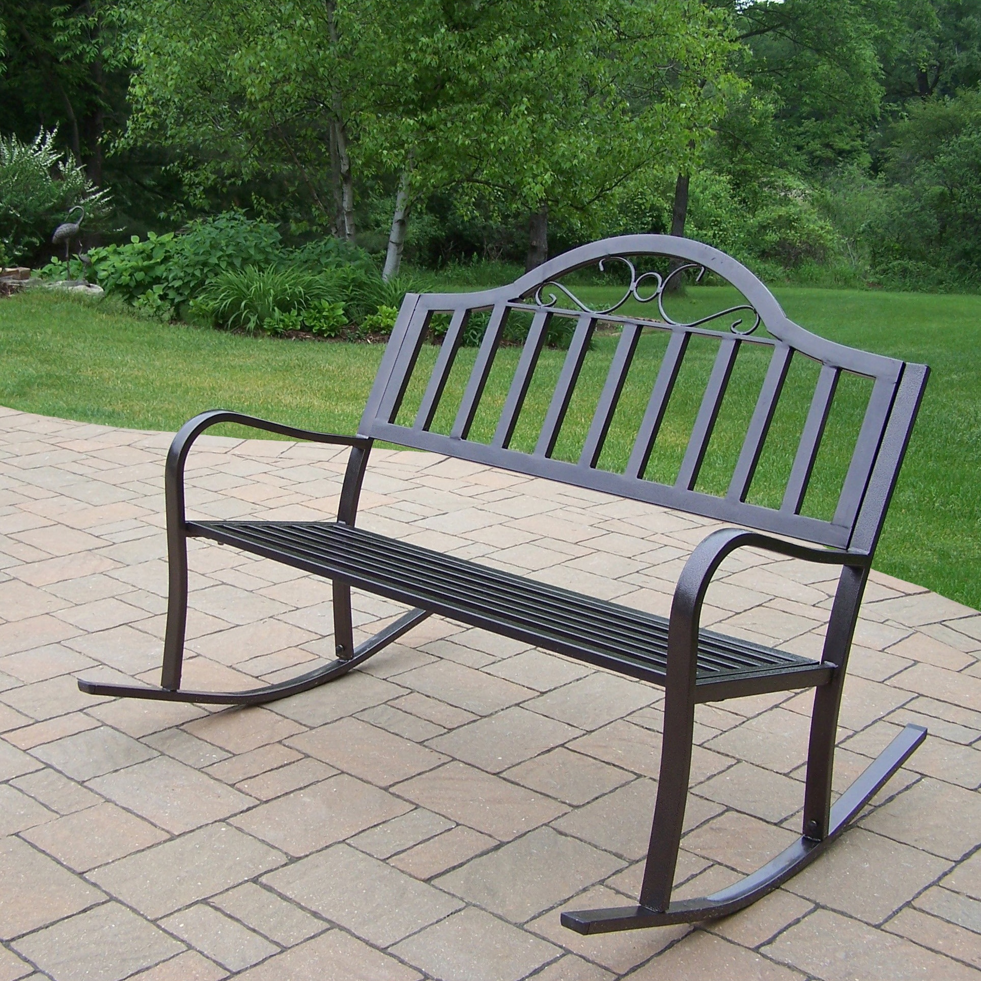 Shop Hometown Extruded Iron Rocking Bench Free Shipping Today