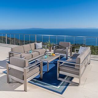 Aluminum Patio Furniture Outdoor Seating Dining For Less Cape C Outdoor Aluminum 5 Piece Sofa Set With Cushions By Christopher Knight Home