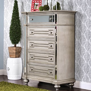 Furniture Of America Marisalla Contemporary Champagne Glam Mirrored Furniture Of America Marisalla Contemporary Champagne Glam Mirrored 5 Drawer Chest