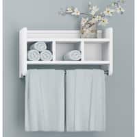 Alaterre 25-inch Wood Bath Storage Shelf with Towel Rod