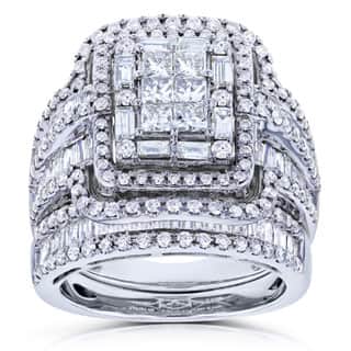 annello by kobelli 14k white gold 2 12ct tdw diamond composite rectangular frame bridal - Wedding Set Rings annello by kobelli 14k white gold 2 12ct tdw diamond composite rectangular frame bridal - Wedding Set Rings