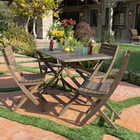 Positano Outdoor Acacia Wood 5-piece Folding Dining Set by Christopher Knight Home