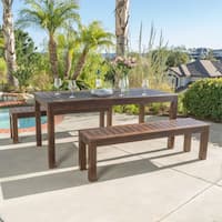 Manila Outdoor 3-piece Acacia Wood Rectangle Picnic Dining Set by Christopher Knight Home