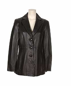 Nine West Women's Black Leather Jacket - 403116 - Overstock.com ...