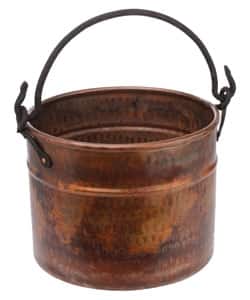 Large Hammered Copper on Tin Bucket from Turkey