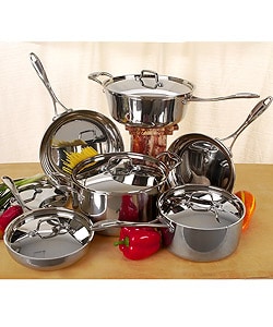 11-piece Tri-Ply Cookware Set. Opens flyout.
