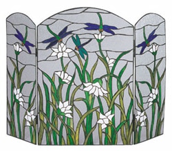 Shop Stained Glass Dragonfly Fireplace Screen Overstock 141195