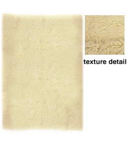 Hand-woven Flokati Natural Wool Shag Rug (4'7 x 6'7). Opens flyout.