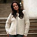 Womens Alpaca Wool Blend Snow Fizz Hooded Cardigan Sweater (Peru 