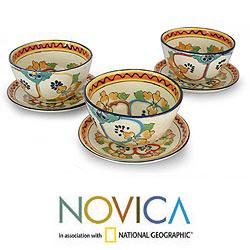 Set for 3 Ceramic Golden Harvest Bowls and Plates (Mexico