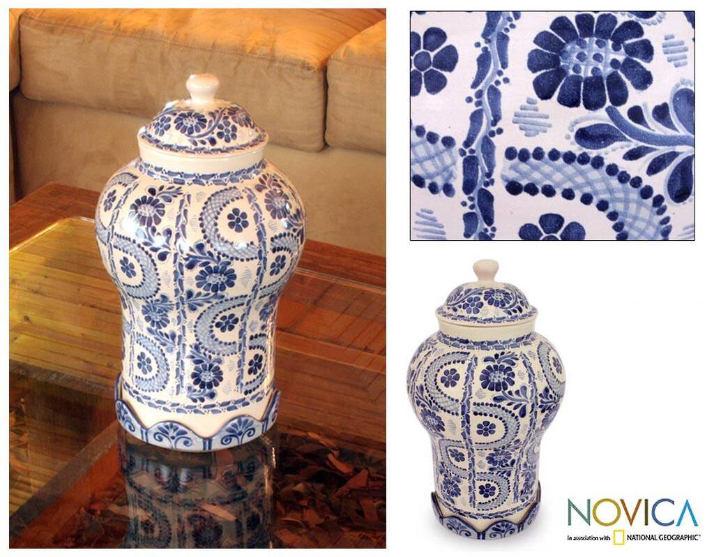 Handcrafted Ceramic 'Path to Puebla' Jar (Mexico)