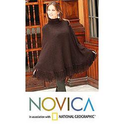 Alpaca Wool Dark Chocolate Poncho (Peru)