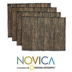 Set of 4 Cotton Natural Fibers Nature By Night Placemats (Indonesia