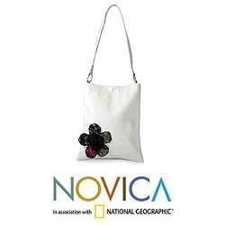 Leather 'Guatemala Spring' Medium Shoulder Bag (Guatemala) Novica Leather Bags