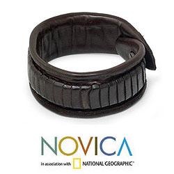 Leather 'The Ladder' Wristband Bracelet (Thailand) Novica Bracelets