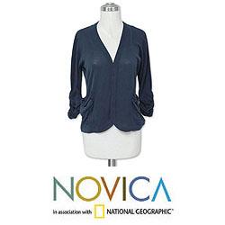 Cotton 'Lima Navy' Cardigan (Peru) Novica Women's Clothing