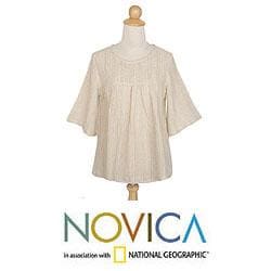 Cotton 'Nature's Song' Blouse (Thailand) Novica Women's Clothing