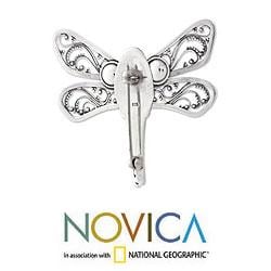 Sterling Silver 'Scarlet Dragonfly' Garnet Brooch (Indonesia) Novica Brooches & Pins