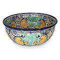 Ceramic Handcrafted Green Wave Serving Bowl (Mexico)