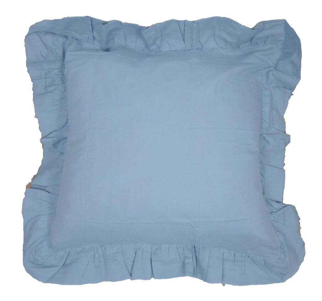 Light Blue Linen Ruffled Euro Sham
