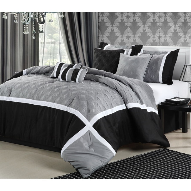 Shop Quincy Grey 8-piece Comforter Set - Free Shipping Today ...