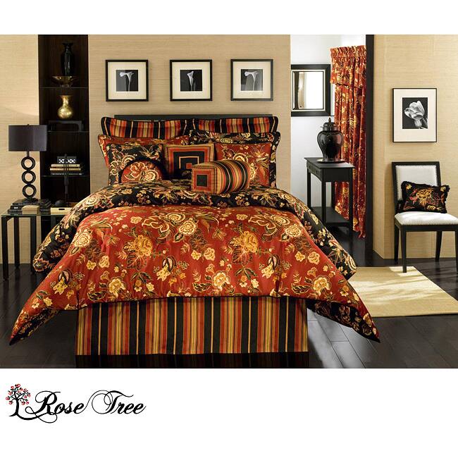 Rose Tree Carlton Full-size 4-piece Comforter Set - Black/Red