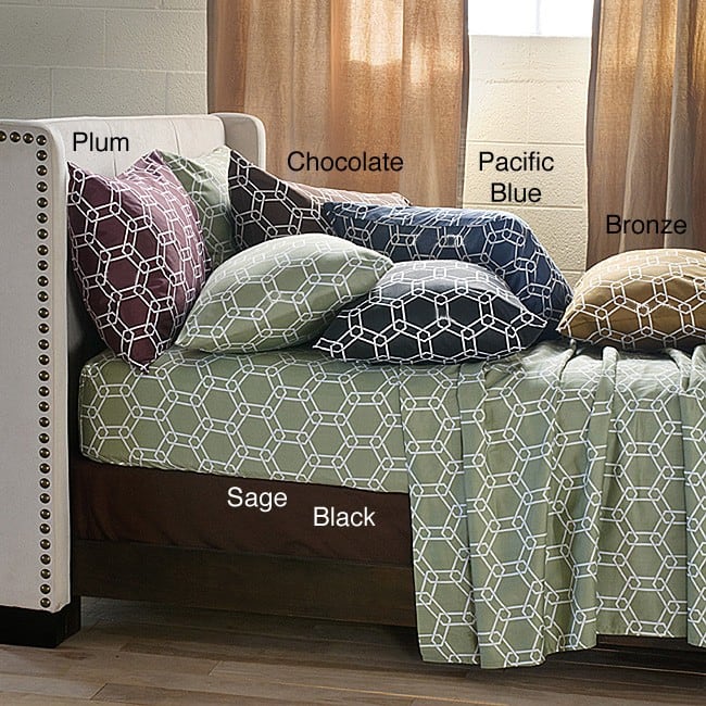 Rutherford 300 Thread Count Printed Hexagon Sheet Set