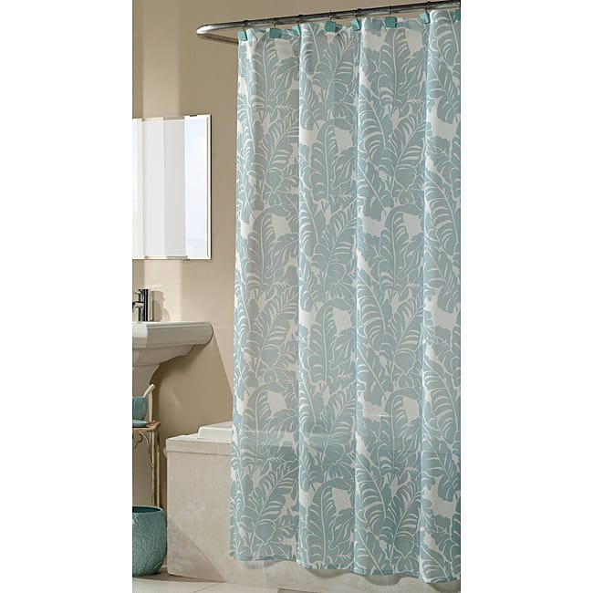 Savannah Blue Fabric Shower Curtain with Hooks