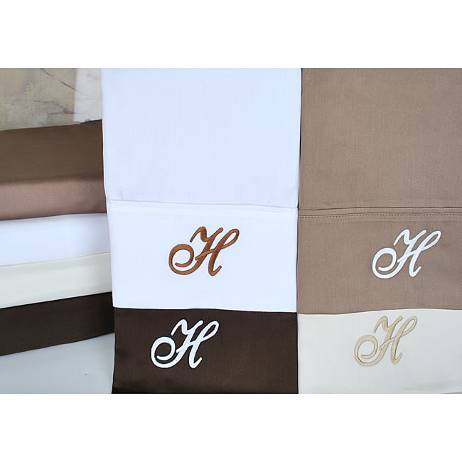 Egyptian Cotton 300 Thread Count Solid Script 'H' Monogram Sheet Set