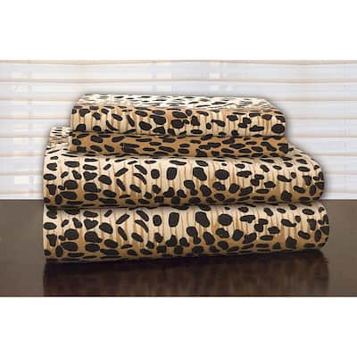 Pointehaven Cheetah Print Flannel Sheet Set
