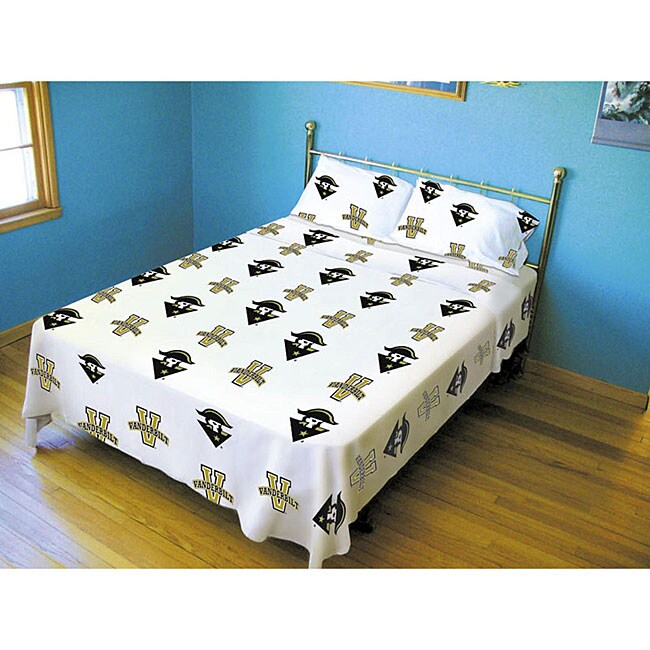 Vanderbilt University Commodores 200 Thread Count White Sheet Set