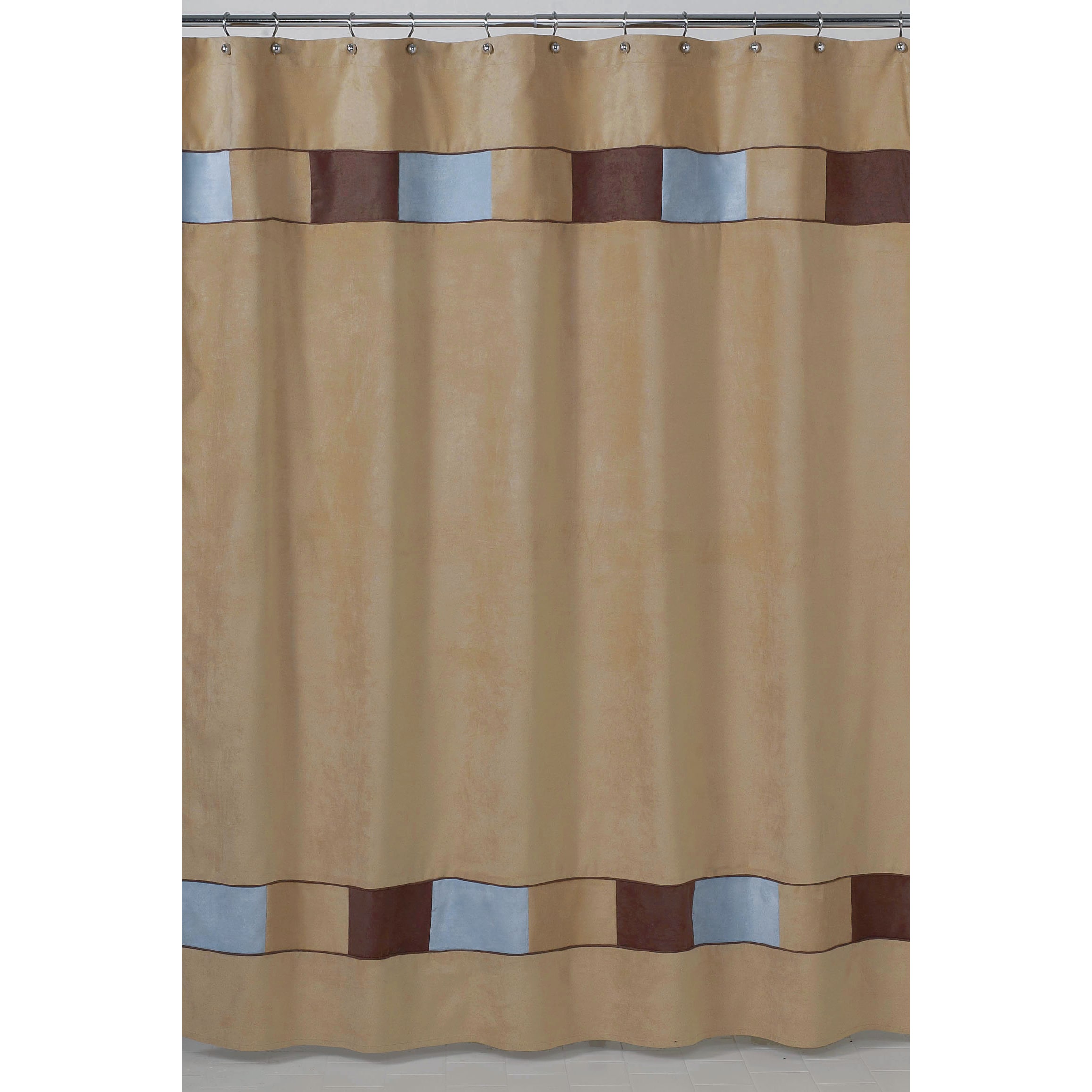 blue and brown shower curtain