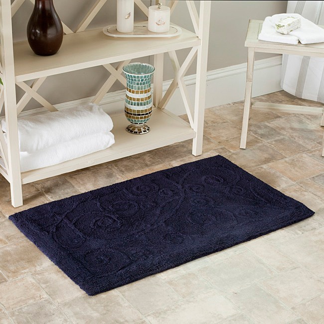 Safavieh Spa 2400 Gram Scrolls Navy 27 X 45 Bath Rug Set Of 2 Safavieh Spa 2400 Gram Scrolls Navy 27 X 45 Bath Rug Set Of 2
