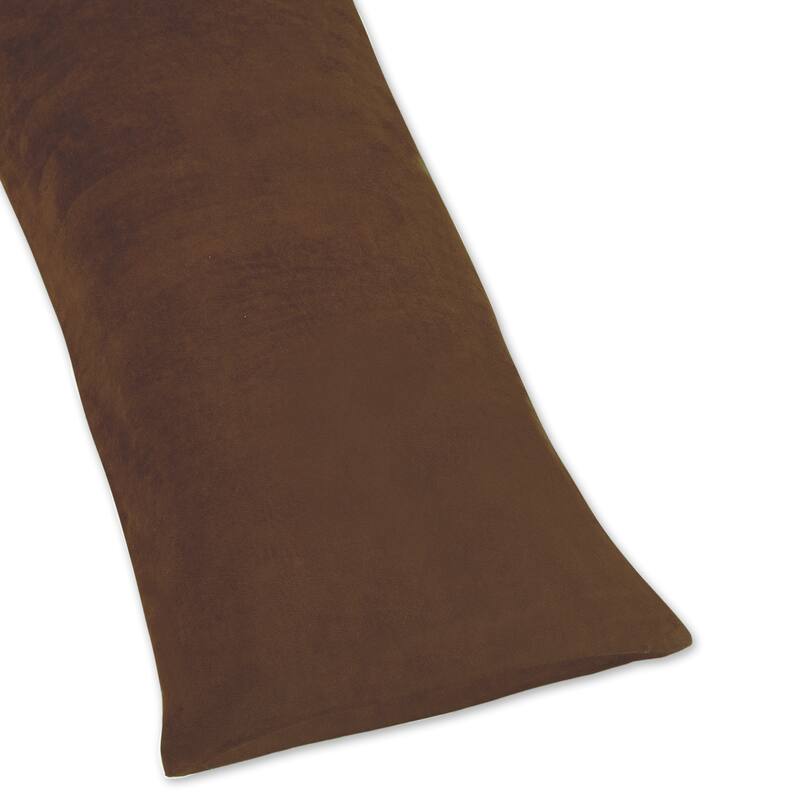 Sweet Jojo Designs Chocolate Brown Full Length Microsuede Double Zippered Body Pillow Case Cover