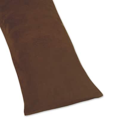 Sweet Jojo Designs Chocolate Brown Full Length Microsuede Double Zippered Body Pillow Case Cover