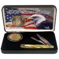 Hen & Rooster 2005 24-kt. Goldplated Silver Dollar & 4 1/8-inch Knife Gift Set