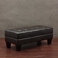 Leather Tufted Bench Dark Brown