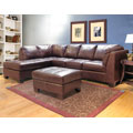 Chocolate Leather Sectional Sofa and Ottoman