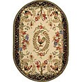 Safavieh Hand-hooked Rooster Cream/ Black Wool Rug - 4'6" x 6'6" oval