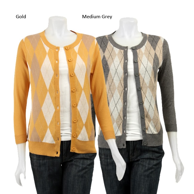 August Silk Women's Argyle Cardigan Sweater - Free Shipping On Orders ...