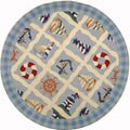 Safavieh Hand-hooked Sailor Ivory Wool Rug (5' 6 x 5' 6 Round) - 5'6
