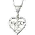 Sterling Silver 18-inch Sweet 16 Heart Necklace