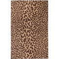 Hand-tufted Tan Leopard Whimsy Brown Animal Print Wool Area Rug (5' x 8') - 5' x 8'