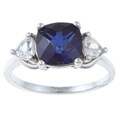 Sterling Silver Created Blue and White Sapphire Ring