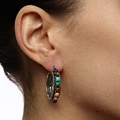 Southwest Moon Sterling Silver Multi-gemstone Beaded Hoop Earrings