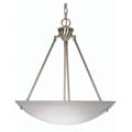 3 Light 23 inch Pendant Brushed Nickel Finish with Alabaster Bowl Glass