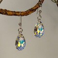 Jewelry by Dawn Sterling Silver Teardrop Aurora Borealis Crystal Pear Earrings