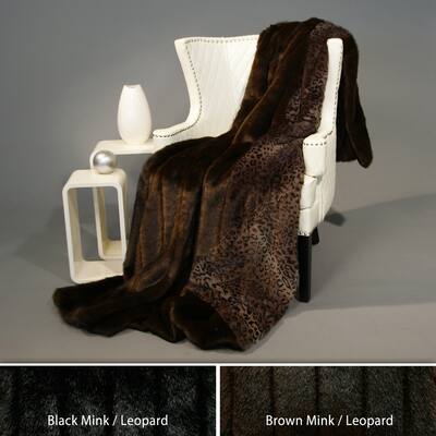 Wild Mannered Mink and Leopard 58 x 60 Faux Fur Throw Blanket ...
