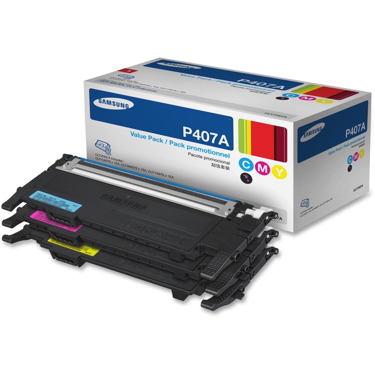 Samsung CLT-P407A Toner Cartridge - Yellow, Magenta, Cyan