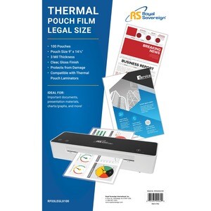 Royal Sovereign RF03LEGL0100 Heat Sealed Laminating Pouch